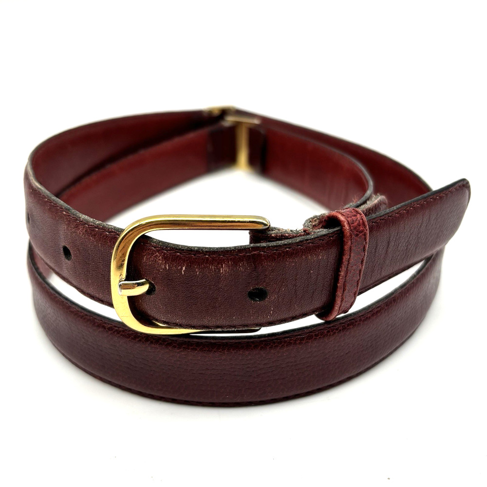 1970s Yves Saint Laurent 1214009 Oxblood Steerhide Leather Segmented Belt 32-36"